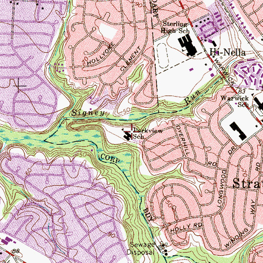 Topographic Map of Parkview Elementary School, NJ