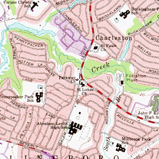 Topographic Map of Parkway Church, NJ