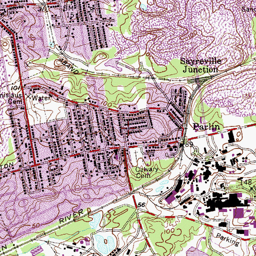 Topographic Map of Parlin, NJ