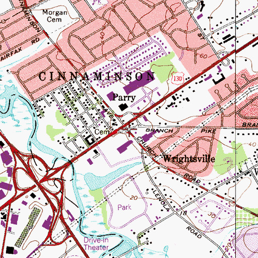 Topographic Map of Parry, NJ