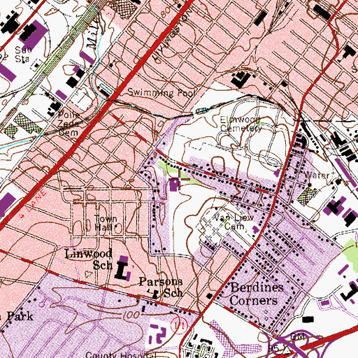 Topographic Map of Parsons Elementary School, NJ