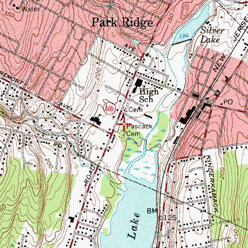 Topographic Map of Pascack Cemetery, NJ