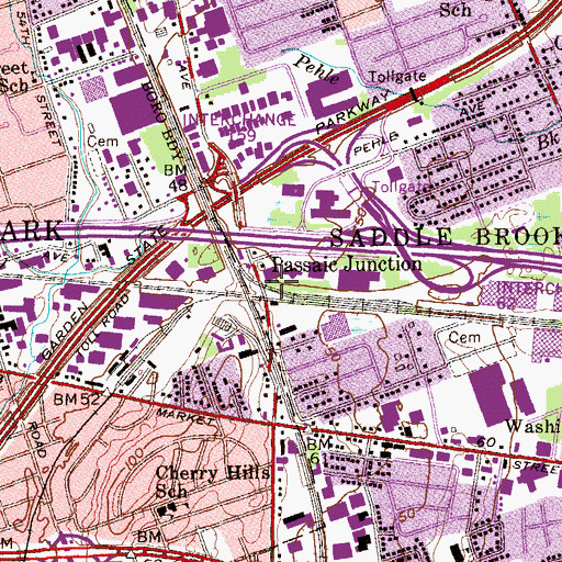 Topographic Map of Passaic Junction, NJ