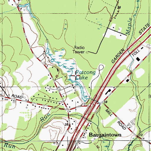 Topographic Map of Patcong Lake, NJ
