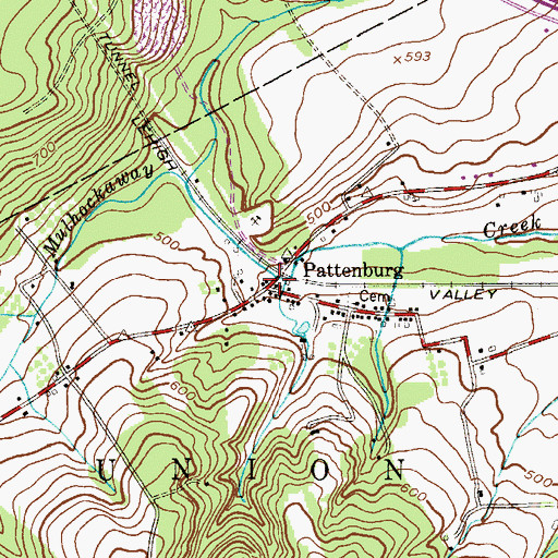 Topographic Map of Pattenburg, NJ