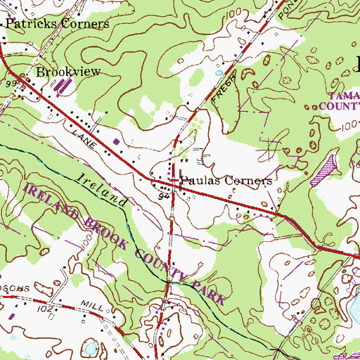 Topographic Map of Paulas Corners, NJ