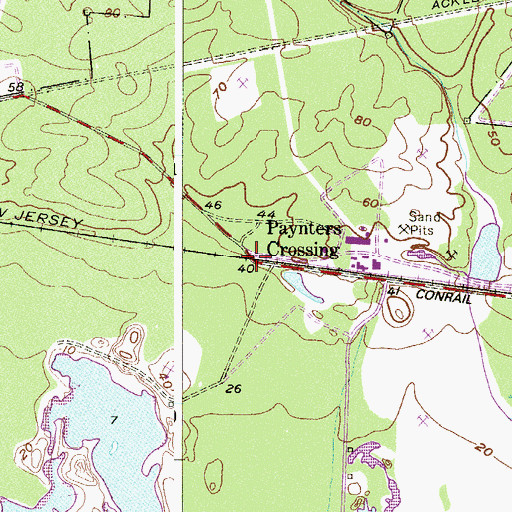 Topographic Map of Paynters Crossing, NJ