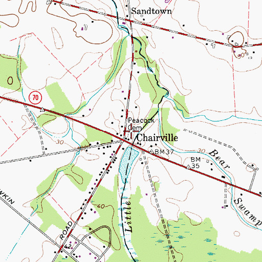 Topographic Map of Peacock Cemetery, NJ