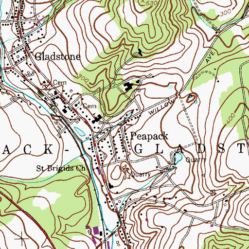 Topographic Map of Peapack, NJ