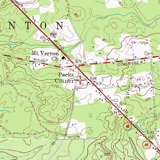 Topographic Map of Pecks Corner, NJ