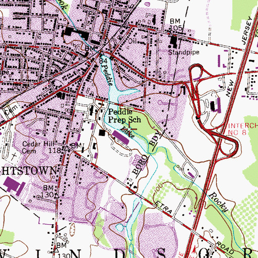 Topographic Map of Peddie Lake, NJ