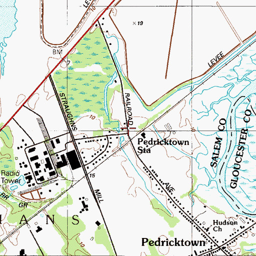 Topographic Map of Pedricktown Station, NJ