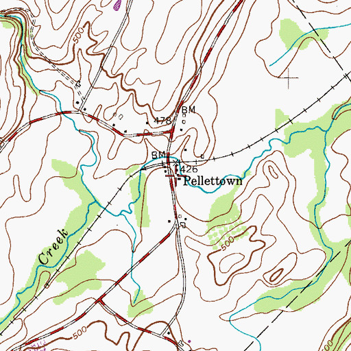 Topographic Map of Pellettown, NJ