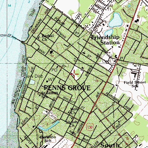 Topographic Map of Penns Grove, NJ