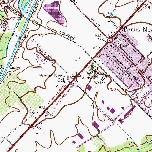 Topographic Map of Penns Neck School (historical), NJ