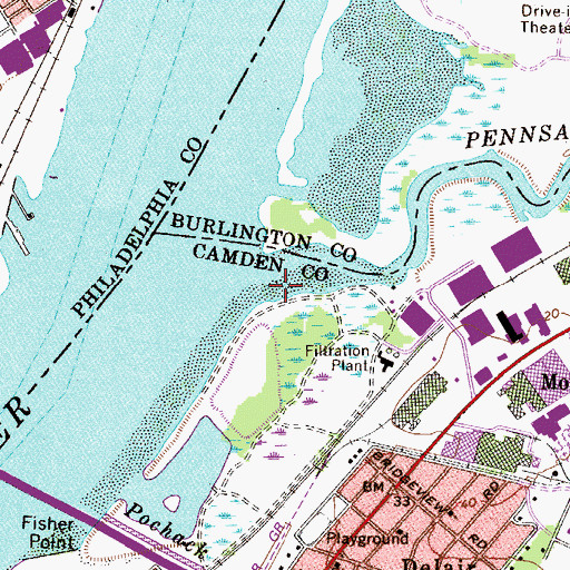 Topographic Map of Pennsauken Creek, NJ