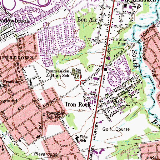 Topographic Map of Howard M Phifer Middle School, NJ