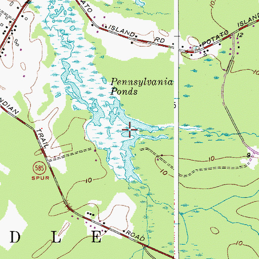 Topographic Map of Pennsylvania Ponds, NJ