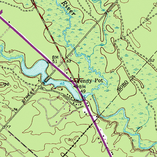 Topographic Map of Penny Pot, NJ