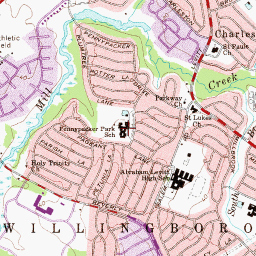 Topographic Map of W R James Senior Elementary School, NJ