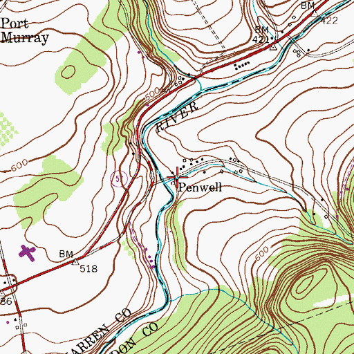 Topographic Map of Penwell, NJ