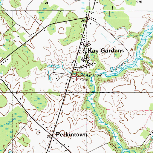 Topographic Map of Perkintown Cemetery, NJ