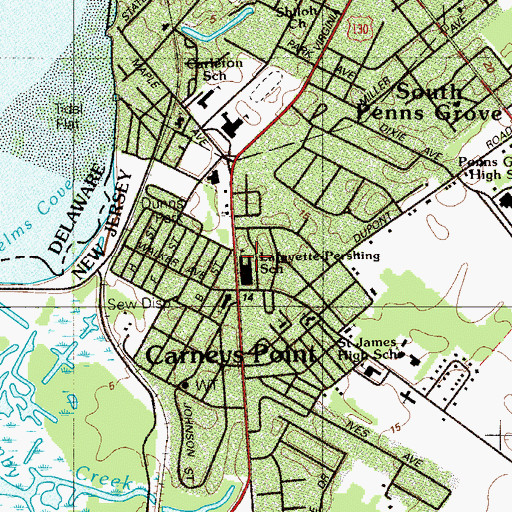 Topographic Map of Lafayette Pershing Elementary School, NJ