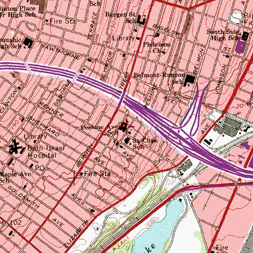 Topographic Map of Peshine Avenue Elementary School, NJ