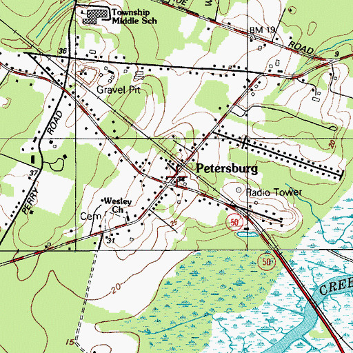 Topographic Map of Petersburg, NJ