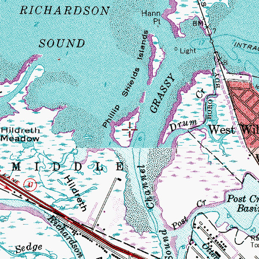 Topographic Map of Phillip Shields Islands, NJ