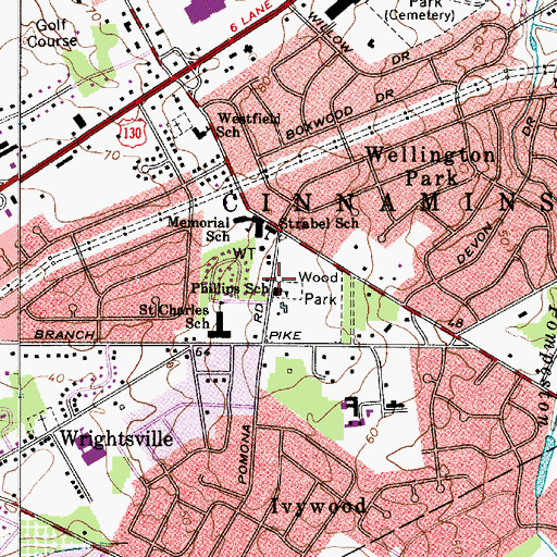 Topographic Map of Phillips School, NJ