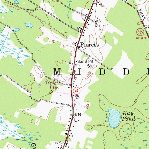 Topographic Map of Pierces, NJ