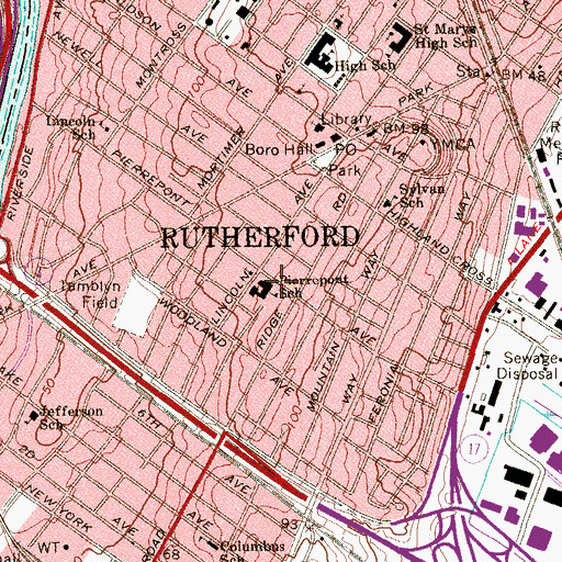 Topographic Map of Pierrepont Elementary School, NJ