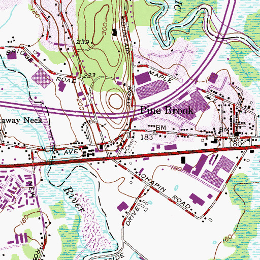 Topographic Map of Pine Brook, NJ