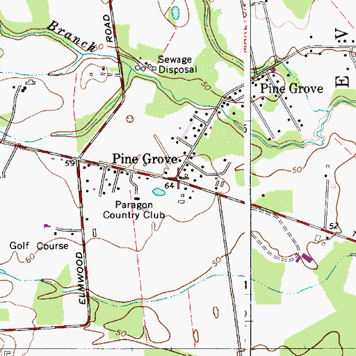 Topographic Map of Pine Grove, NJ