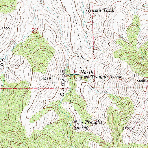 Topographic Map of North Two Troughs Tank, AZ