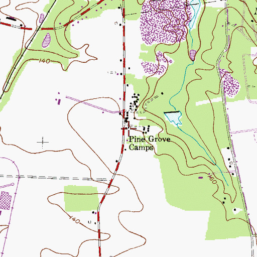 Topographic Map of Pine Grove Camps, NJ