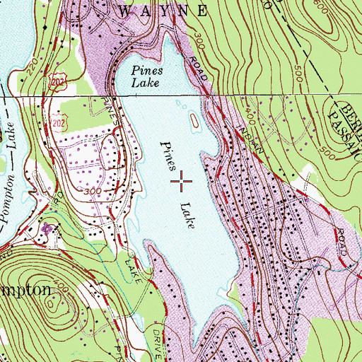 Topographic Map of Pines Lake, NJ