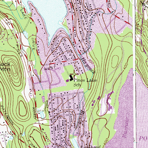 Topographic Map of Pines Lake Elementary School, NJ