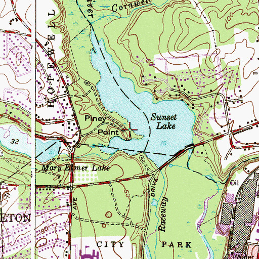 Topographic Map of Piney Point, NJ