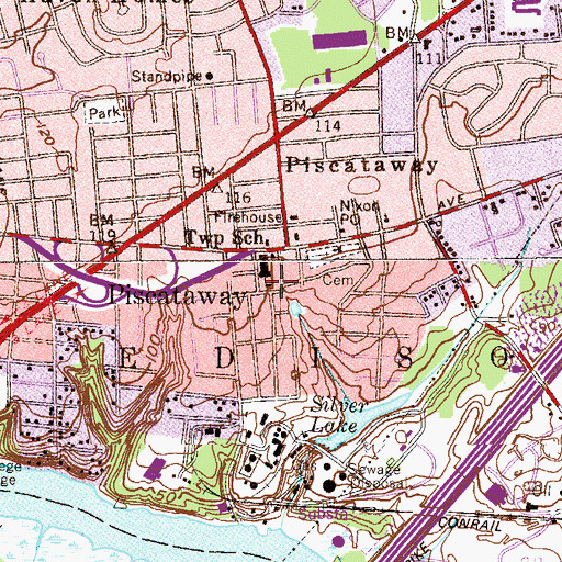 Topographic Map of Piscataway, NJ