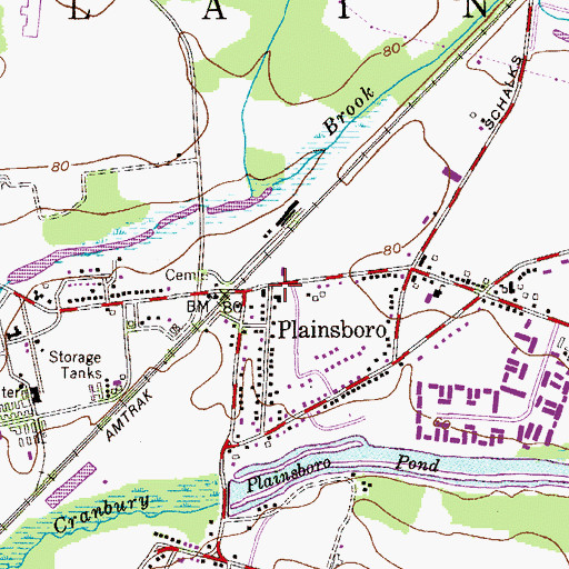 Topographic Map of Plainsboro, NJ
