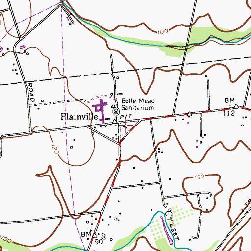 Topographic Map of Plainville, NJ
