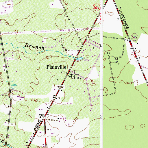 Topographic Map of Plainville Church, NJ