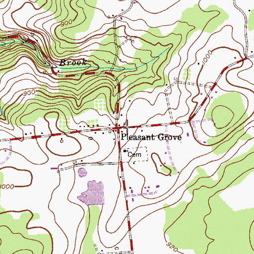 Topographic Map of Pleasant Grove, NJ