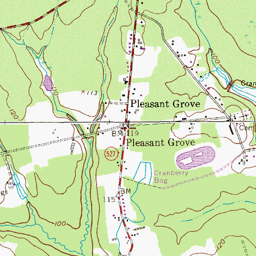 Topographic Map of Pleasant Grove, NJ