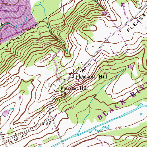 Topographic Map of Pleasant Hill, NJ