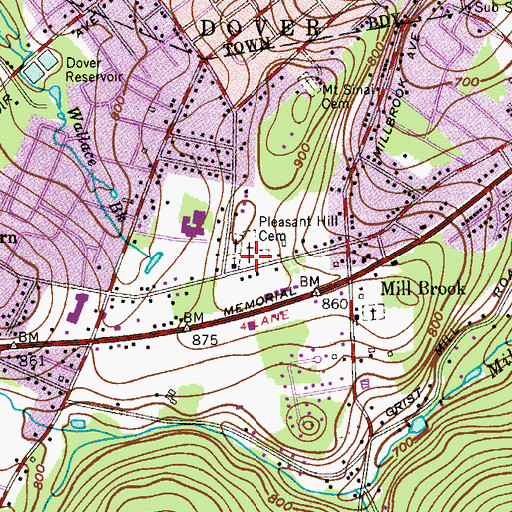 Topographic Map of Pleasant Hill Cemetery, NJ