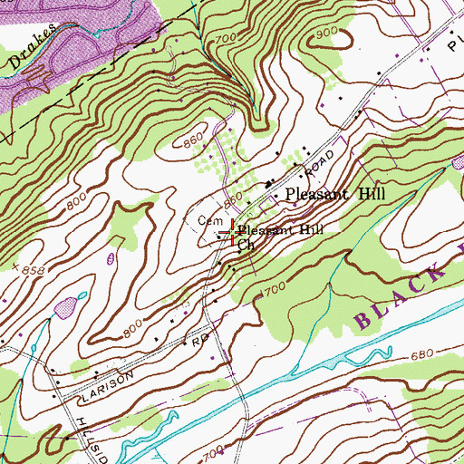 Topographic Map of Pleasant Hill Church, NJ