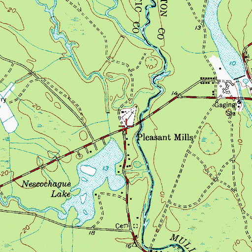 Topographic Map of Pleasant Mills, NJ